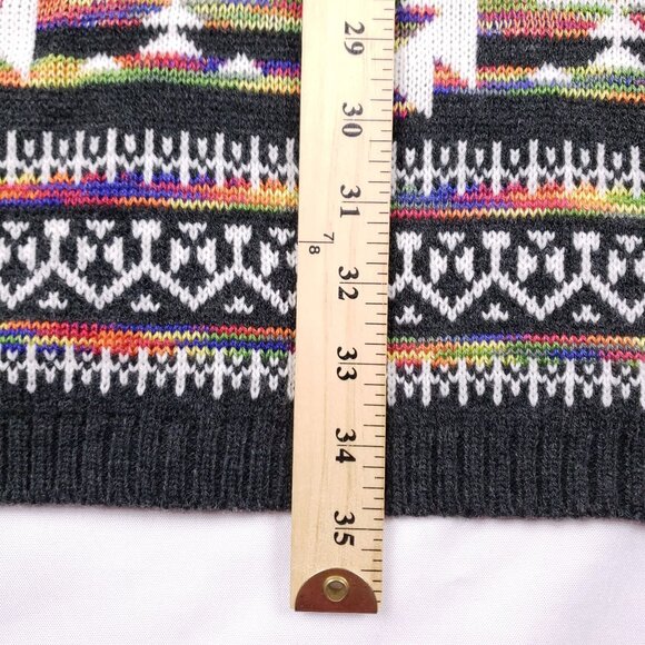 Signature Studio Gray Long Cardigan Sweater Colorful Tribal Pattern Women Large - Picture 8 of 10